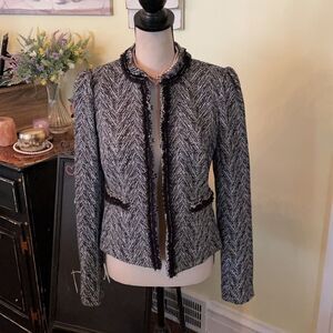 Classiques Entier Sz S Tweed Fringe Blazer Jacket